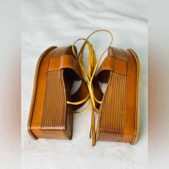 Roberto Cavalli Ankle Wrap Leather Wedge Sandals Size 36 or size 6 - Picture 6 of 9